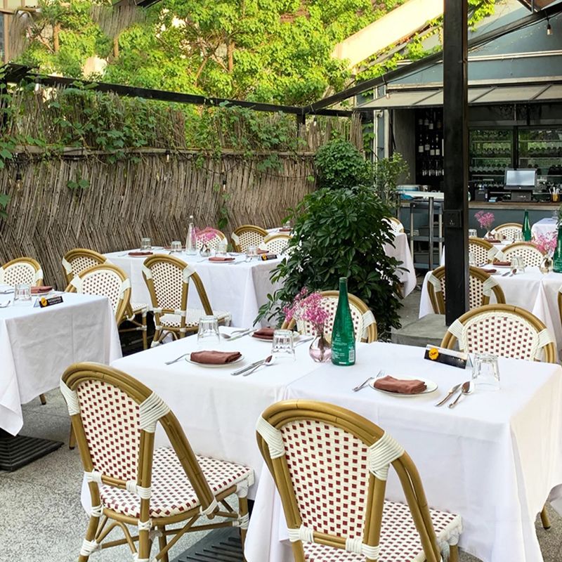 Tropical High Backrest Outdoors Dining Chairs with Rattan Dining Armchair