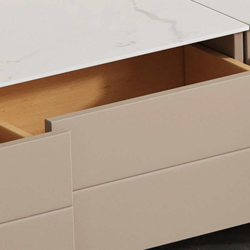 Slate Rectangular Coffee Table White Coffee Table Set with Drawer