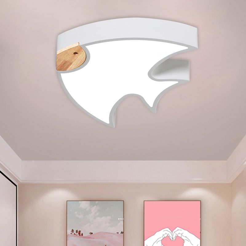 Fish-Shape Flush Lighting Nordic Acrylic White/Grey/Pink LED Flush Mounted Lamp Fixture for Bedroom