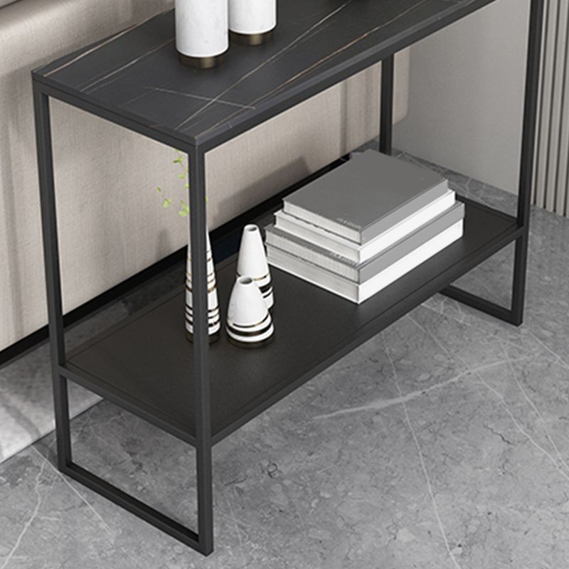 Rectangular Slate Top End Table Modern Shelf Included Side Table - 25.6" W
