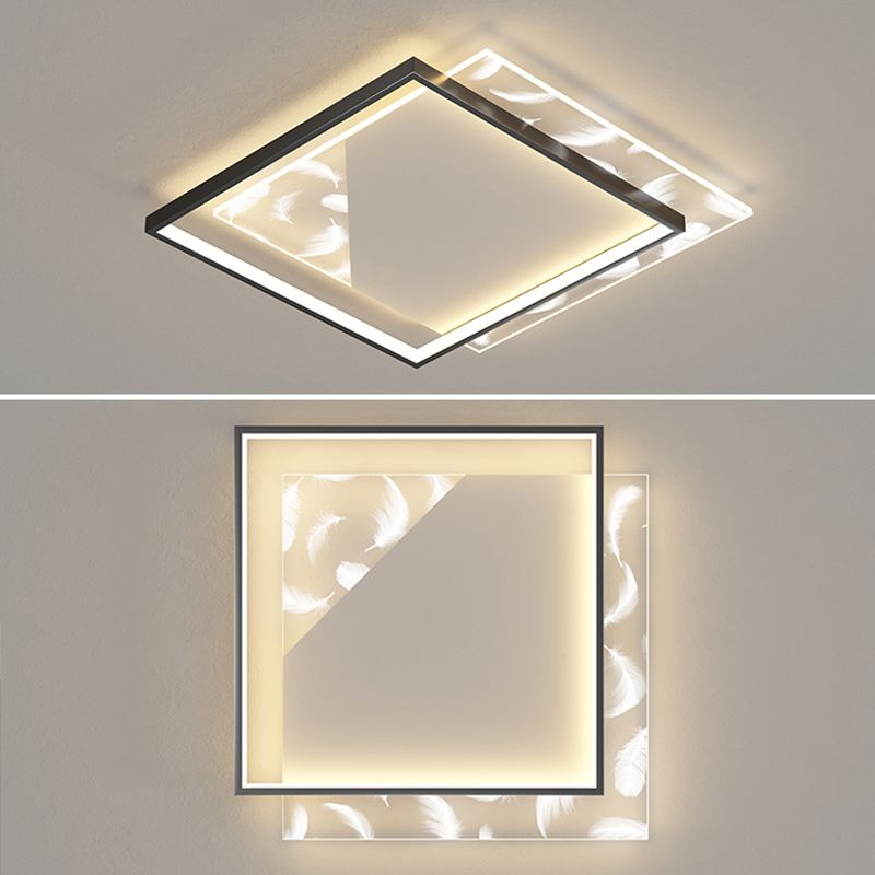 Stagger Square Acrylic LED Semi Flush Ceiling Light in Modern Concise Style Feather Ceiling Fixture for Bedroom