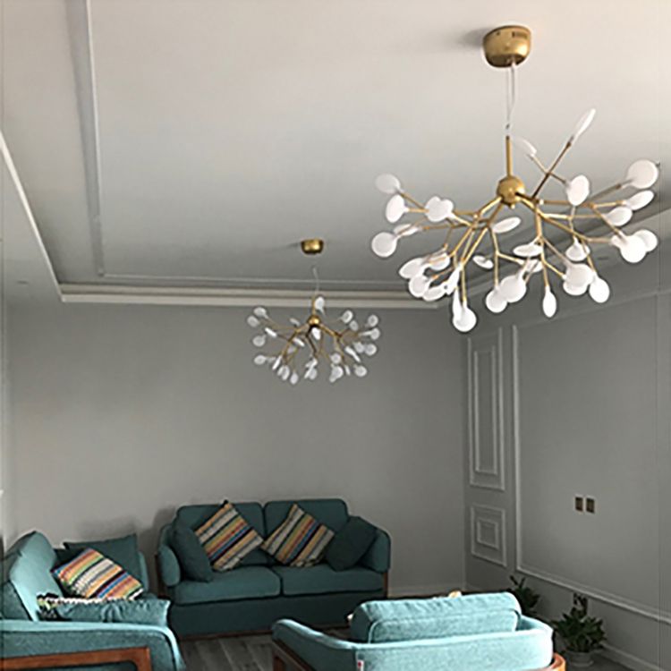 Branch Shape Chandelier Modern Fireflies Chandelier Lamp in Gold for Living Room