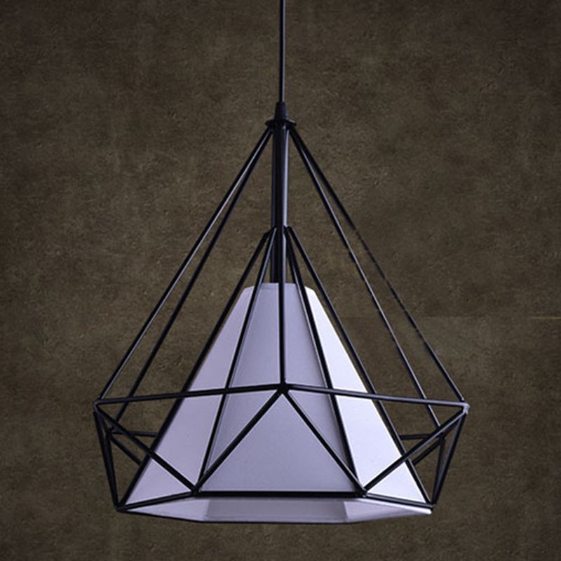Retro Industrial Diamond Hanging Pendant Lights Metallic Hanging Light Fixture for Living Room