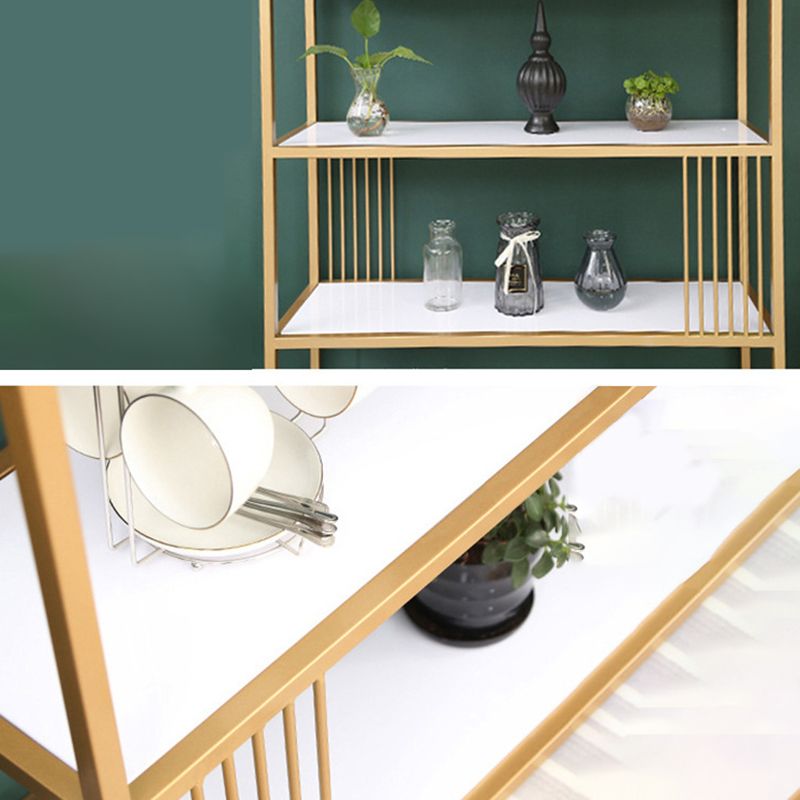 Metal and Wooden Bookshelf Open Glam Etagere Shelf Bookcase for Study Room