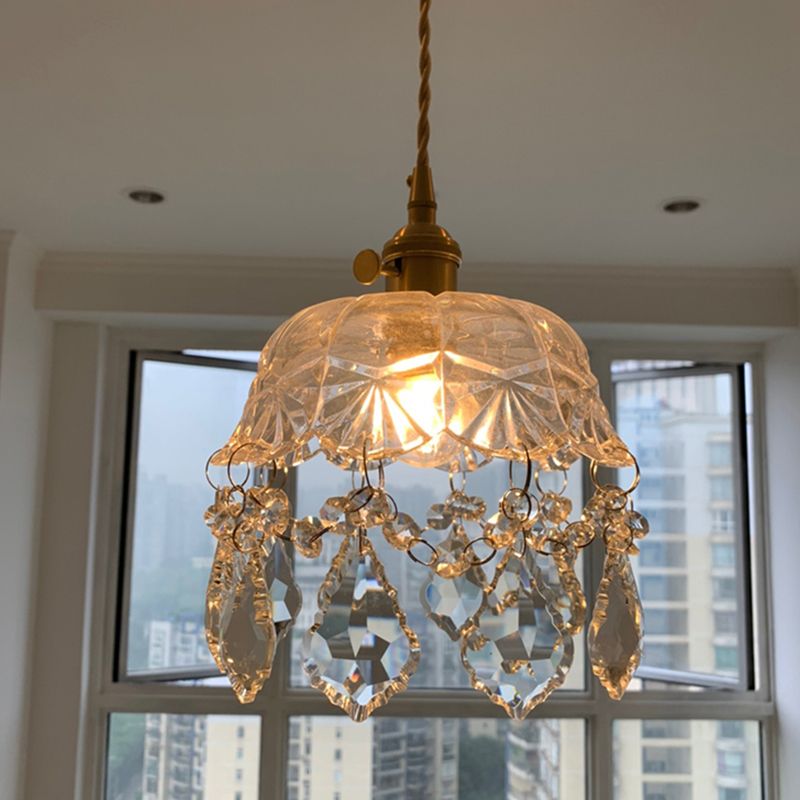 Lampe de suspension contemporaine simple lumière en verre de pendaison de suspension pour chambre à coucher