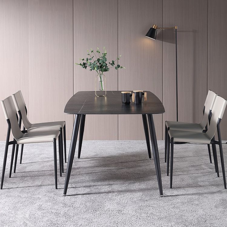 Modern Black 1/4/5/7 Pieces Dining Set Rectangle Legs Stone Indoor Dinette Set