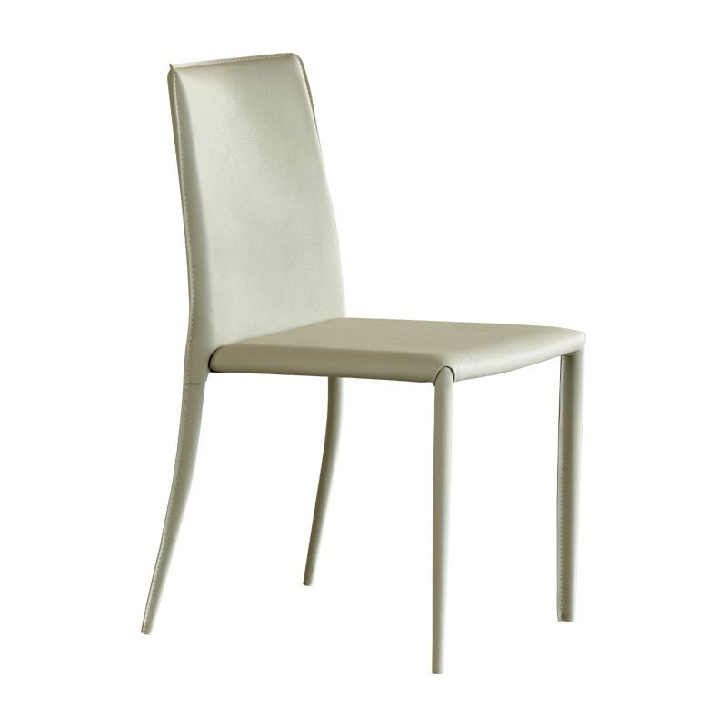 Modern Leather Side Chair Solid Back Dining Chair for Dining Room