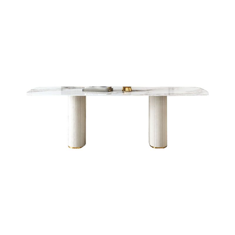 1/4/5/7/8 Pcs Dining Chairs Set Rectangle Dining Room Table Set with Double Pedestal