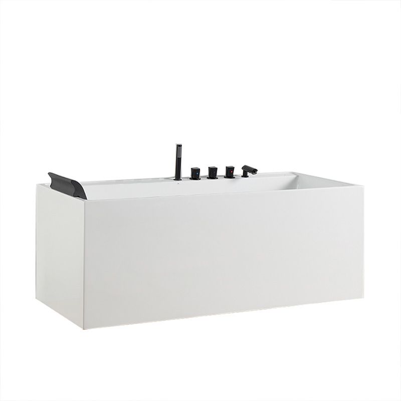 Modern White Rectangle Bathtub Acrylic Freestand Soaking Bathtub with Drain Bath Tub