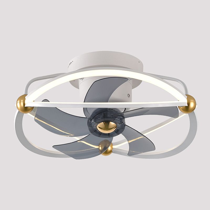 1-Light Circular Flush Mount Lamp Modern Style Metal Fan Ceiling Lighting