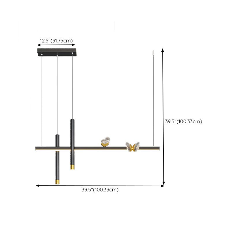 Modern Hanging Ceiling Light 5 Light Pendant Lighting Fixtures in Black Finish