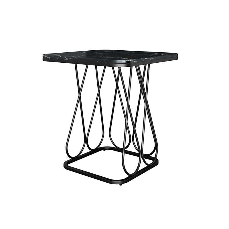 Frame Base Design Black/gold Metal Black White/white Marble Top Round Side Table