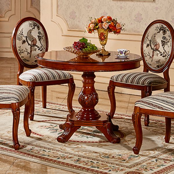 Mesa de comedor redonda victoriana de madera sólida Mesa de goma de madera superior para el hogar