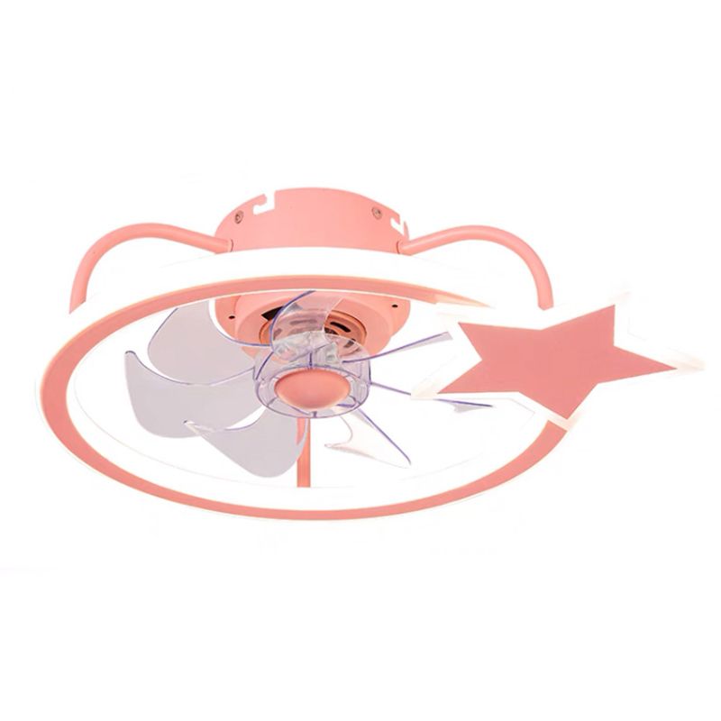 Luz del ventilador de techo circular mediterráneo Luz de la luz acrílico Dormitorio LED Semi Flush Light