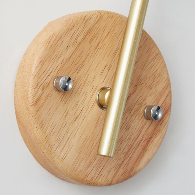 Nordic Wooden Wall Light Fixture Simple Glass Shade Wall Light Sconce for Bedroom