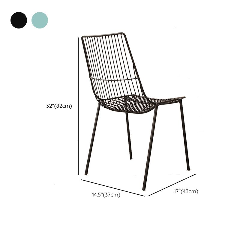 Black/Blue Outdoors Dining Chairs Modern Metal Stacking Patio Dining Chair