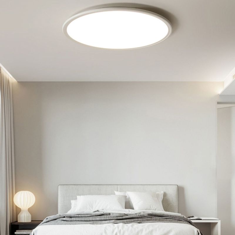 Geometric Flush Mount Fixture Contemporary Metal 1 Light Flush Light in White