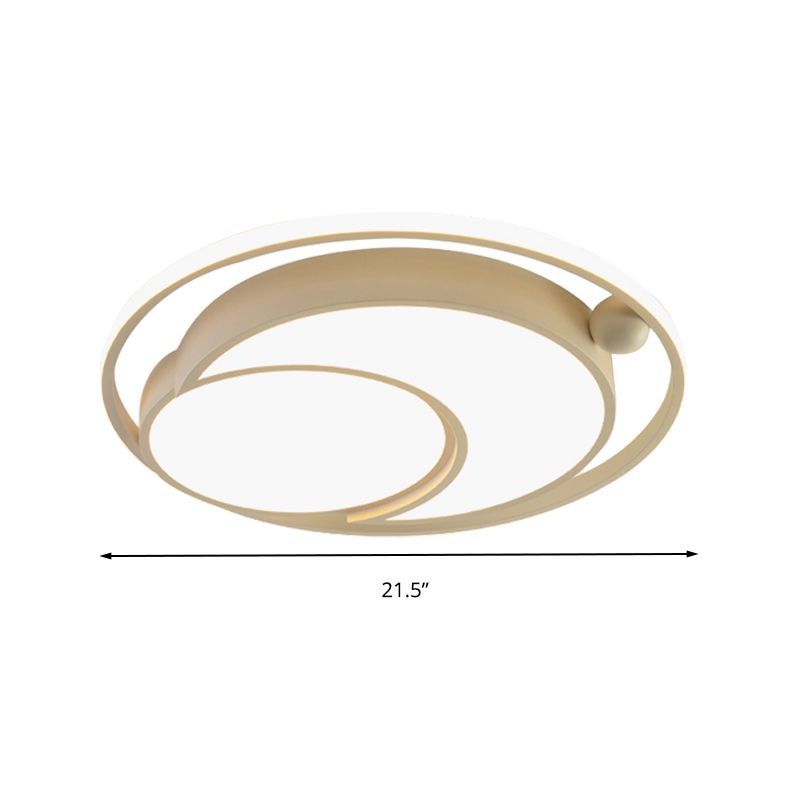 White / Black Round Flush Mount Ceiling Light Nordic Acrylique DEL Ceiling Mounted Light for Bedroom in Warm / White, 18 "/21.5" Dia