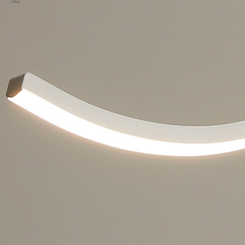 Unique Shape Hanging Lamp Modern Island Chandelier Lights in White Finish for Dining Room