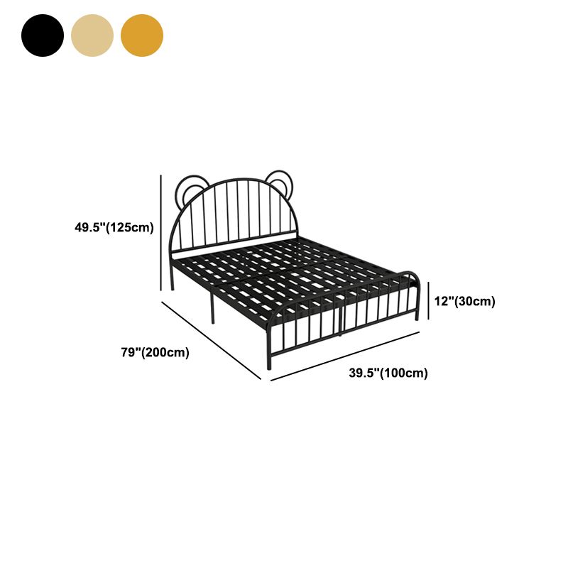 Bear Ear Headboard Glam Bed Iron Frame with Footboard,Tall Clearance