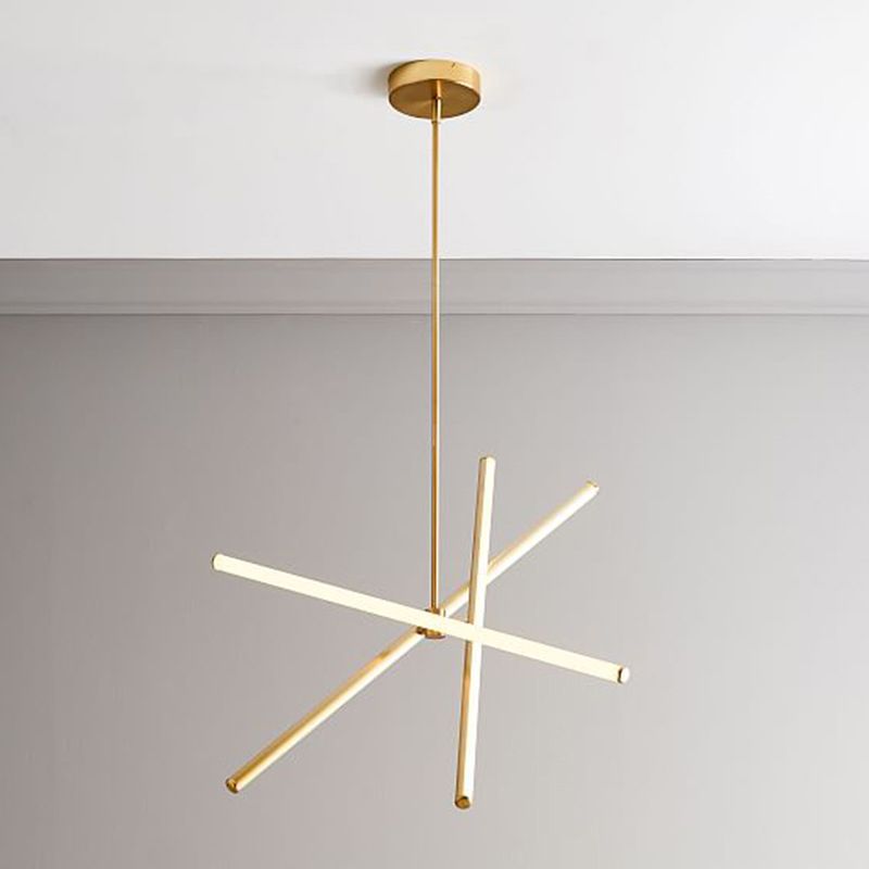 Burst -LED -Anhänger Kronleuchter zeitgenössischer 3 Lampenmetallic Suspension Light für Wohnzimmer