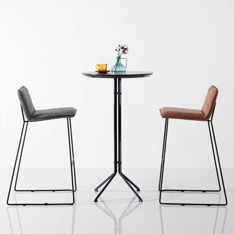 Modern Style Backrest Counter Stool with Cushion and Metal Base
