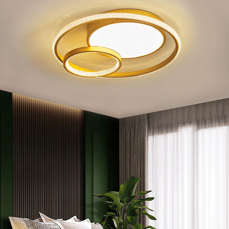 Luminaires encastrés en métal, plafonniers ronds nordiques avec abat-jour en acrylique pour chambre à coucher