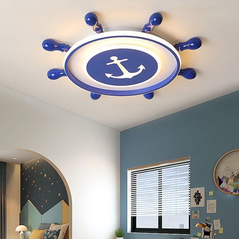 Acryl Ruder LED Deckenleuchte Childrens Blue Flush Mount Light Halterung für Schlafzimmer