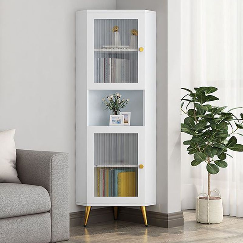 Corner Wood Accent Cabinet with 2 Door Contemporary Side Cabinet