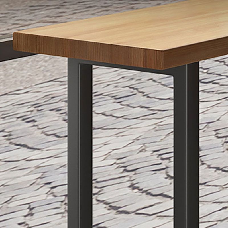 Modern Wood Pub Table with Rectangle Table Top Black Trestle Table with 42-inch Height