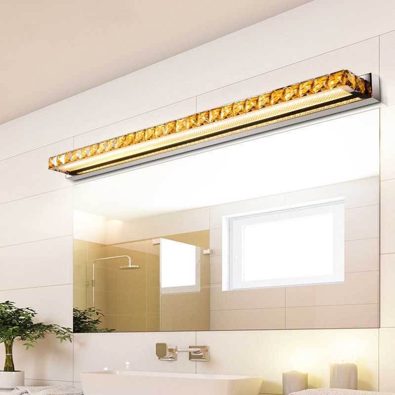 Linear Vanity Wall Light Contemporary Crystal 1 Light Gold Wall Sconce in Warm/White Light for Bathroom, 16"/22"/24.5" Wide