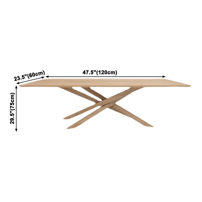 Rectangle Oak Solid Wood Table in Nature Modern Dining Table with Wooden Pedestal