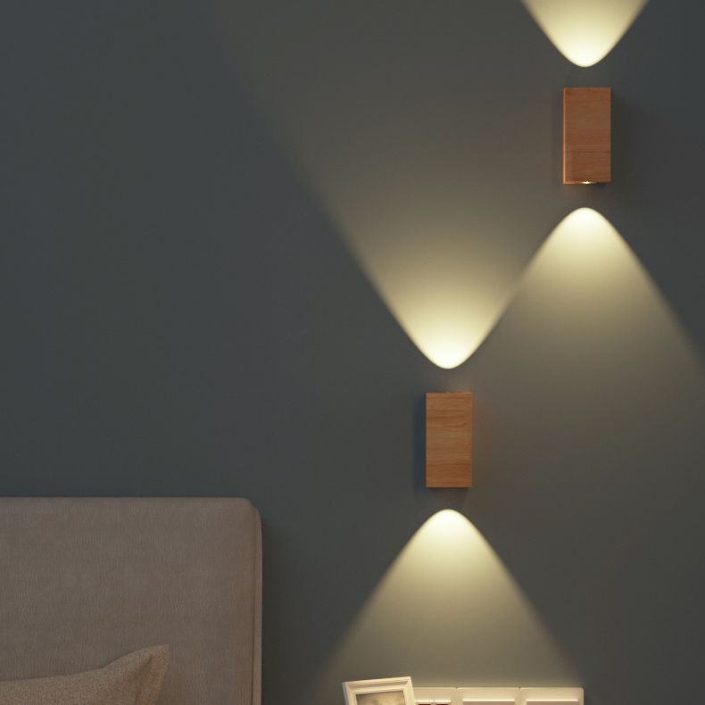 Geometric Wall Light Fixture Minimalist Style Wood Wall Lamp