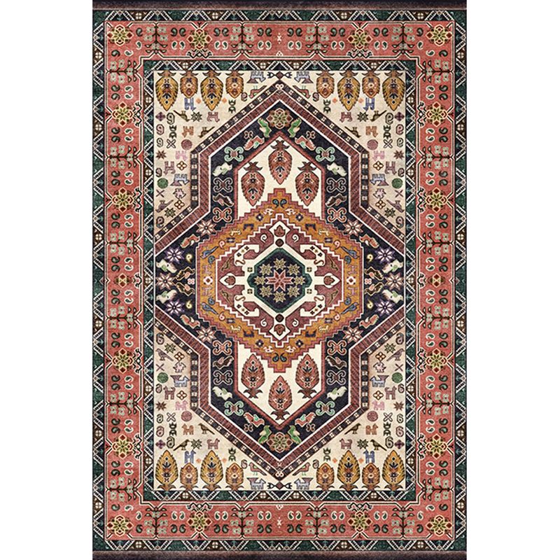 Antique Moroccan Rug Multi-Colored Geometry Patterned Rug Non-Slip Pet Friendly Stain Resistant Rug for Room