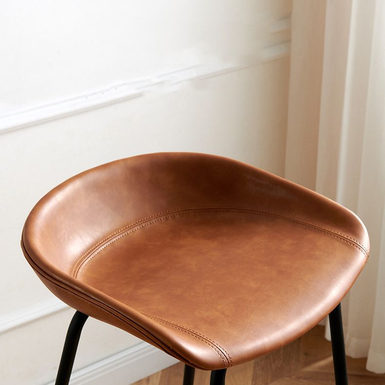 Contemporary PU Leather Bar-stool Bucket Seat Counter Bar Stool with Metal Legs