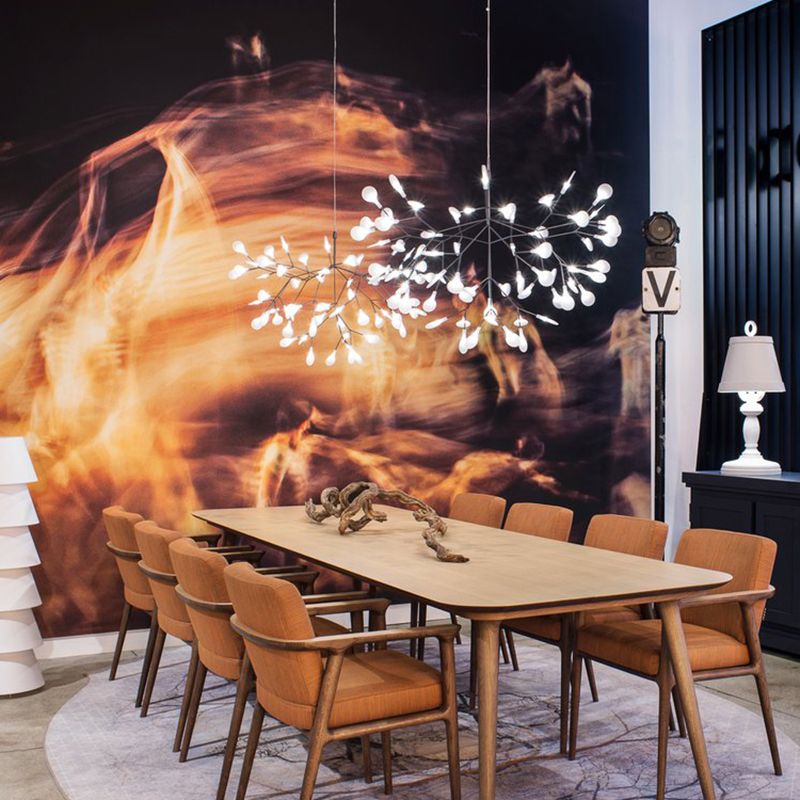 Metal White Chandelier Nordic Style Fireflies Chandelier Lamp for Living Room