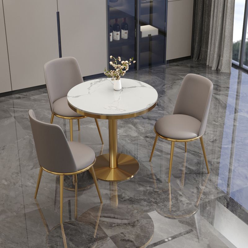 Traditional Luxury Round Dining Table Sintered Stone Dining Table with Pedestal Base