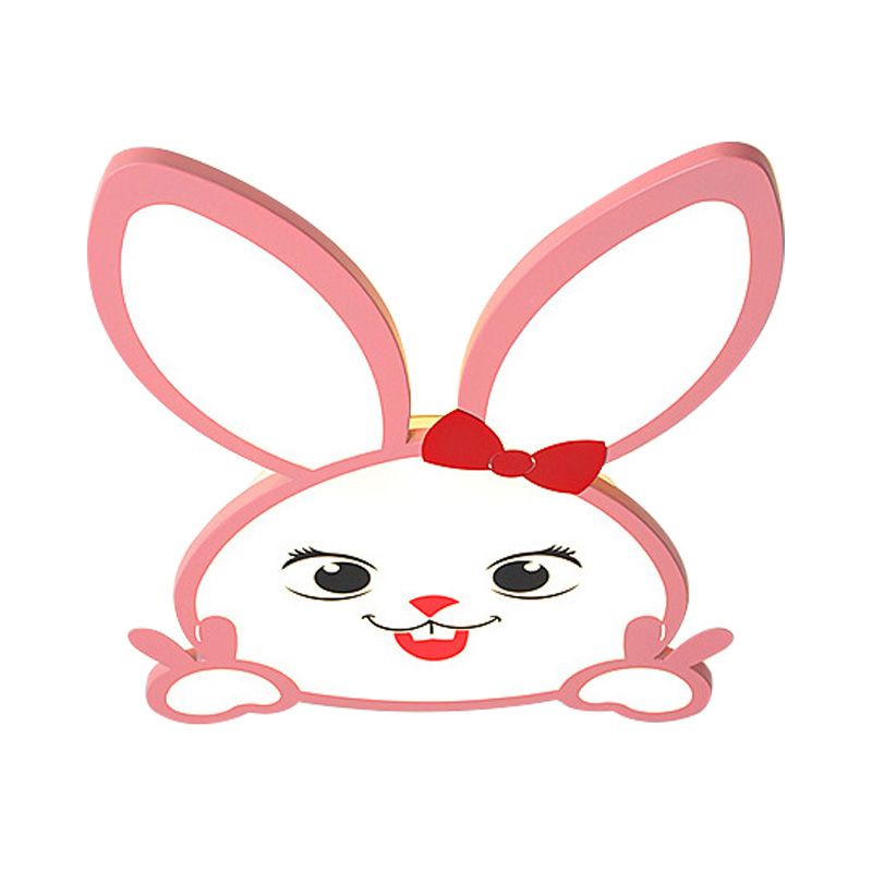 Smiling Baby Rabbit Flush Ceiling Light Animal Acrylique Metal LED Ceiling Light for Child Room