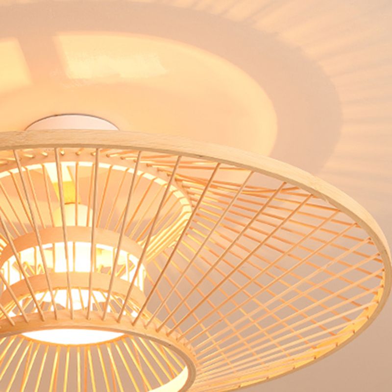 Untertasse Bamboo Deckenleuchte Asia Wohnzimmerdecke Licht in Beige