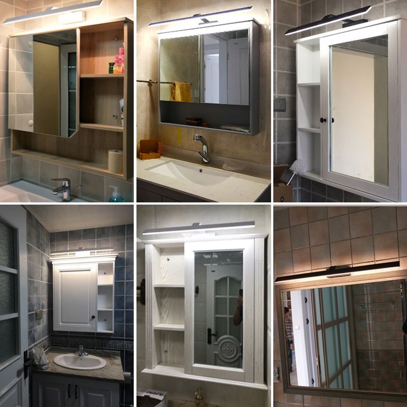 Linear Shape Metal Wall Sconce Modern Style 1-Light Mirror Wall Mount Light