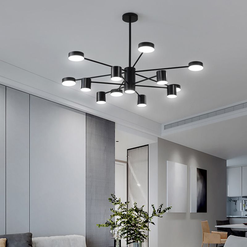 Nordic Metal Chandelier Black Multi Light Hanging Light for Bedroom