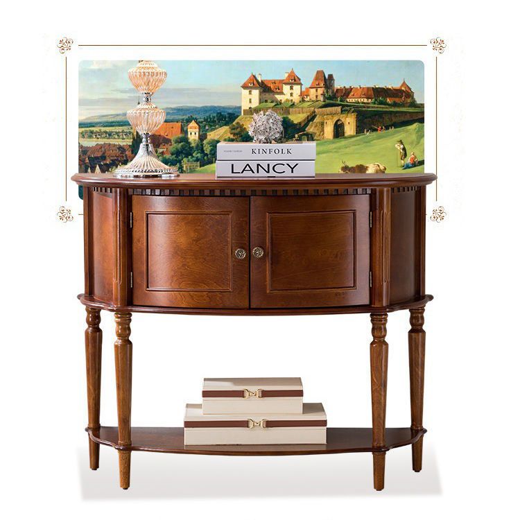 Mid-Century Modern Wooden End Table Half Moon Accent Table for Hall