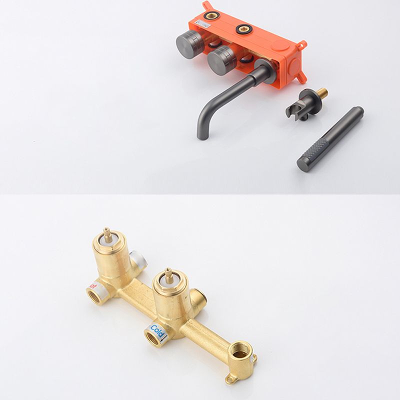 Modern Wall Mounted Metal Tub Filler Trim Low Arc Bathroom Faucet