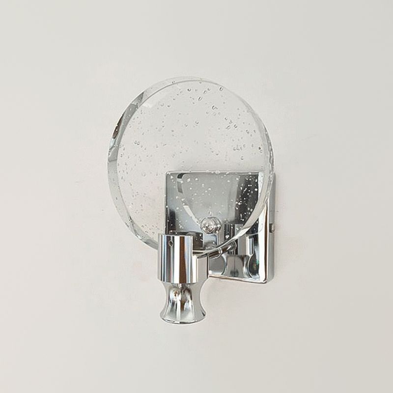 Crystal Round Vanity Wall Sconce Modern Style 1 Light Vanity Lighting Fixtures