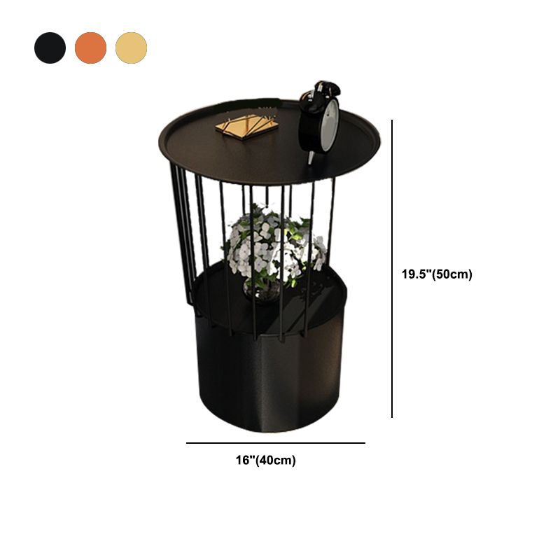 19.69" Tall Iron Night Table Open Storage Bedside Cabinet with 2 Shelves