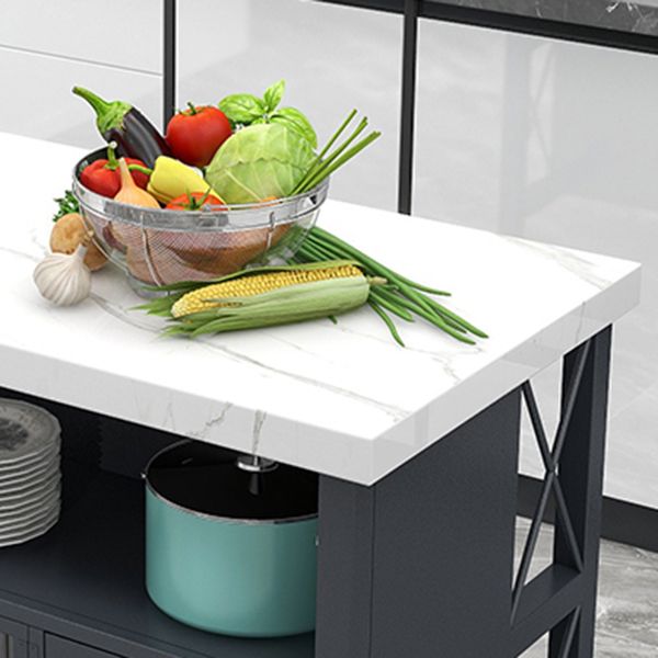33.46" High Rolling Industrial Kitchen Island Stone Kitchen Island Table