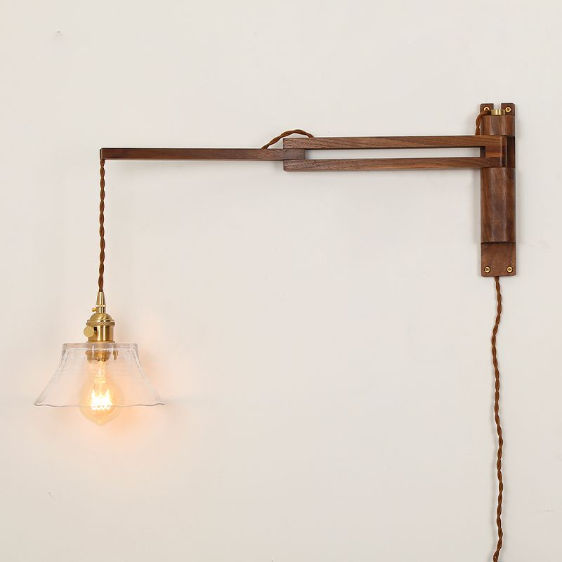 1 Light Geometric Wall Sconces Modern Style Wood Wall Mounted Lamps