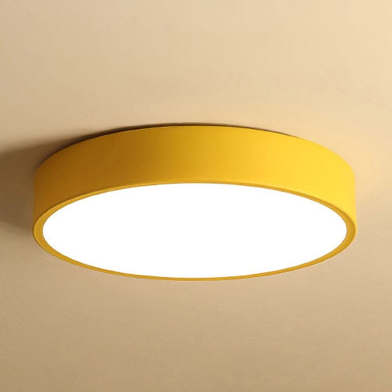 Round Shape LED Ceiling Lamp Macaroon Simple Style Iron 1 Light Flush Mount for Aisle