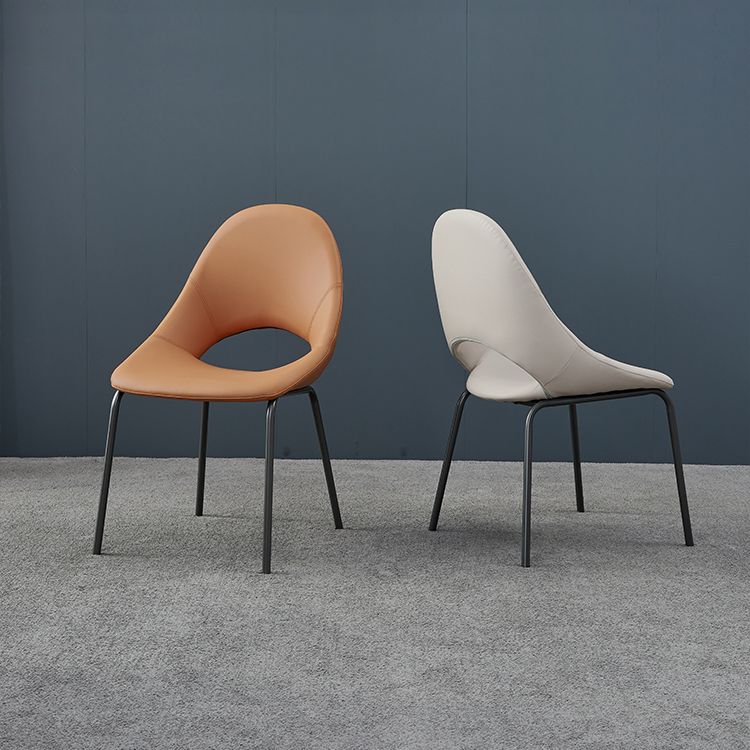 Industrial Dining Chair with Metal Legs Open Back Side Chair for Home