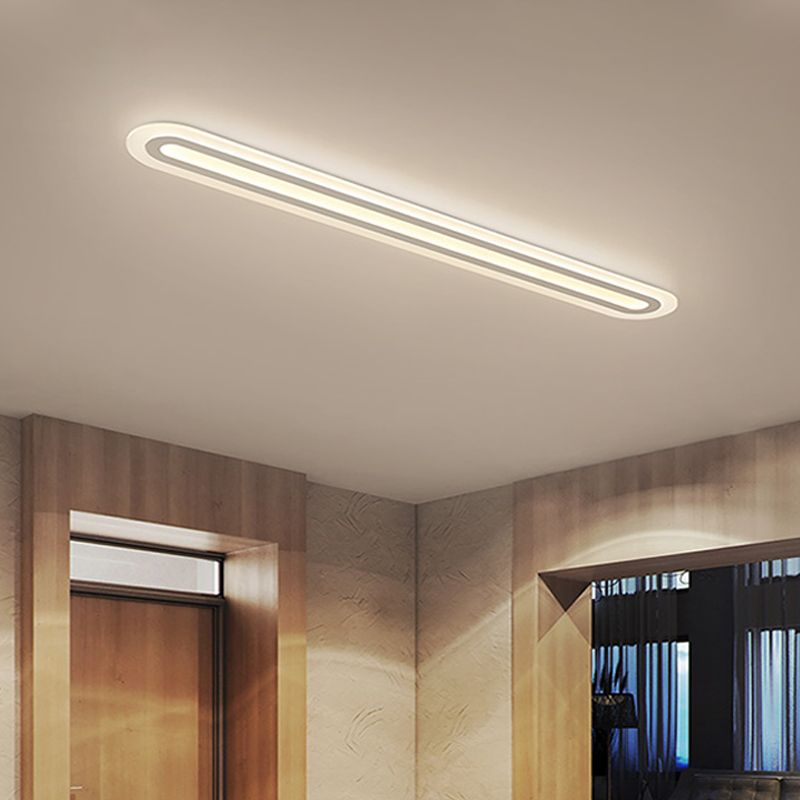 Acrylic Oval LED Flush Mount Light Simplicity White Ceiling Lighting in Warm/White Light for Corridor